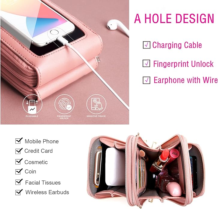 Crossbody Cellphone Purse Women Touch Screen Bag RFID Blocking Wallet Handbag Shoulder Strap