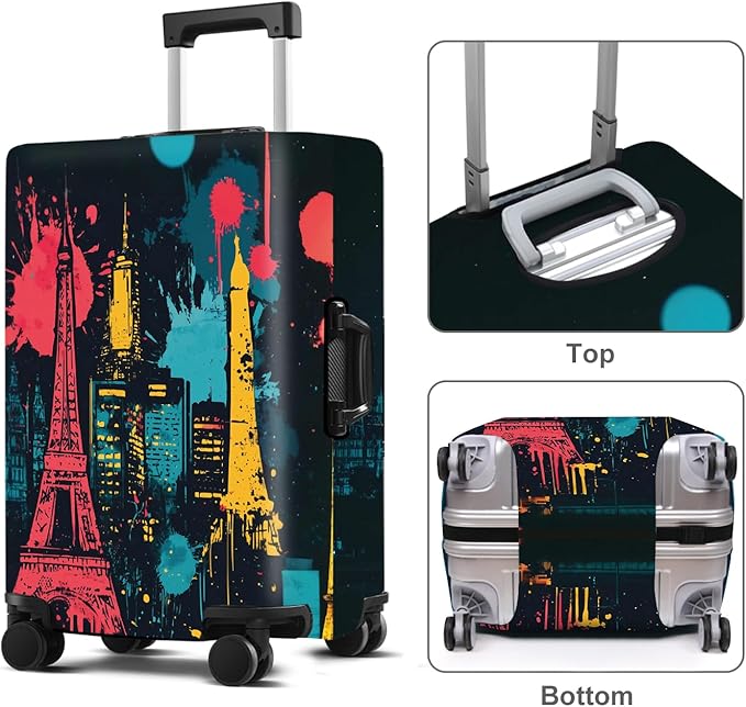 Luggage Cover Washable Suitcase Protector Anti-scratch Suitcase cover Fits 20-34 Inch Luggage (Tower-4, XL(32-34inch suitcase))