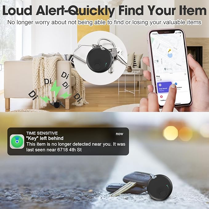 Air Tag for Android or iOS, Air Tags-4 Pack Smart Tag, Dual System Both iOS and Android Tracker Tags, Find My or Google'S Find Hub App, Keys Finder Item Locator for Wallets, Suitcases (Black)