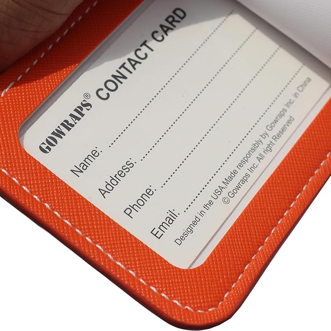 Luggage Tags for Suitcases-Leather Luggage Tag 4 Pack with Loops Cute Bag/Backpack/Suitcase Tags Travel Essentials for Flying (Orange)