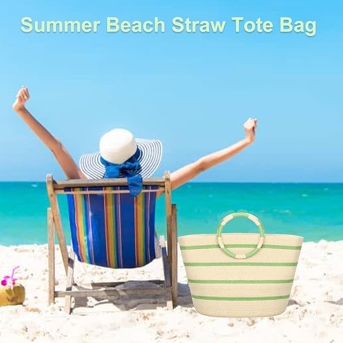 Beach Bags for Women Straw Tote Bag Summer Beach Bag Large Woven Straw Tote for Vacation Holiday