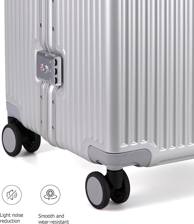 feilario 30in Super Large Captain Aluminum Frame Hardside Spinner Wheels Luggage, Zipperless Checked Suitcase with Cup Holder/Phone Holder
