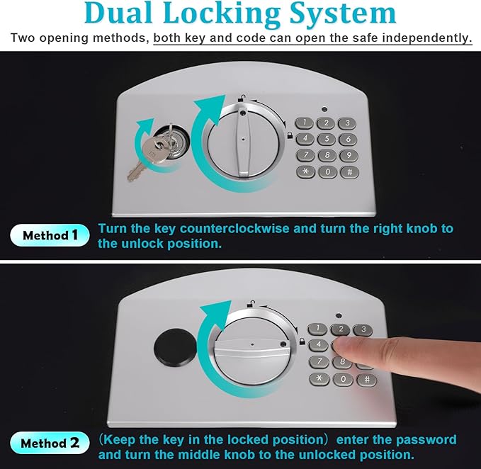 Dalmbox Portable Metal Safe Box with Digital Code Lock,Fire Resistant Storage for Documents, Fireproof Safe Box, Car, Home, Office and Outside, Black Box