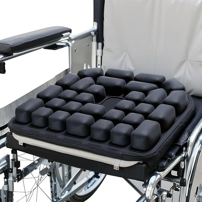 Seat Cushion, Inflatable Wheelchair Cushion for Pressure Relief, Adjustable Air Seat Cushion for Office Chair, Car, Travel - Portable, Gel & Air Cell Support for Back Pain & Sciatica