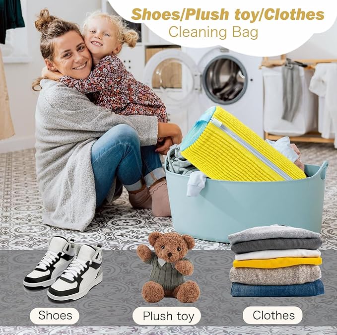 Shoe Washing Machine Bag,Laundry Shoe Bag for Washer and Dryer,Reusable Shoe Cleaning Bag for Sneakers,Tennis Shoes,With Self-locking Zipper, Microfiber Inside,Include Shoes Storage Bag