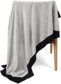 Jet&Bo Luxurious Cashmere Merino Blend Travel Blanket, Airplane-Ready in Packable Pouch, Soft, Lightweight and Breathable (Gray and Charcoal)