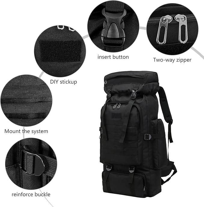 80L 2Pcs Hiking Backpack for Men with Sling Tactical Backpack - Rucksack Molle Military Tactical Waterproof Lightweight Camping Backpack 3 Day Assault Pack for Travel, Climbing, Backpacking