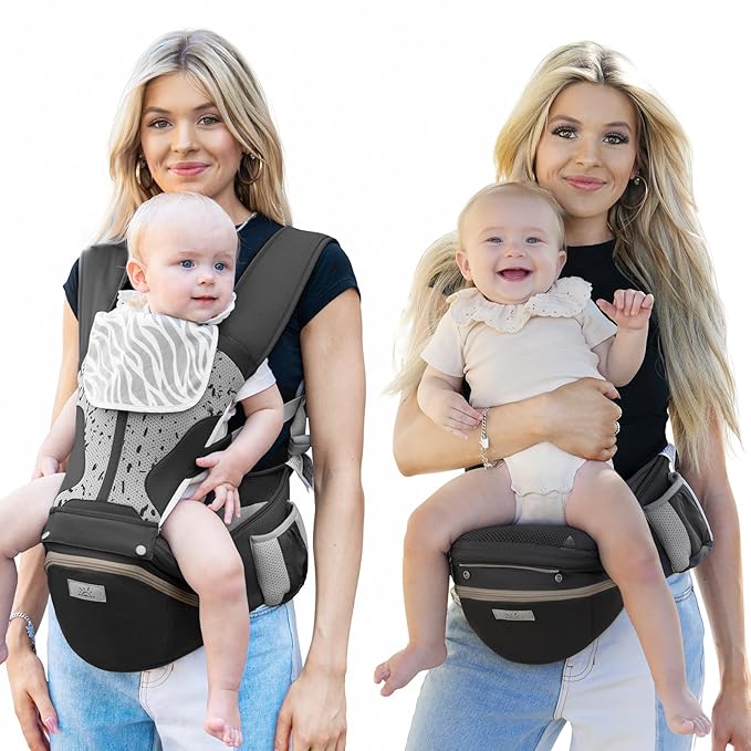 MOMTORY Carryall™ Pro Baby Carrier, Safety-Certified 6-in-1 Ultra Storage Baby Carrier Newborn to Toddler, Front & Back Baby Holder Carrier with Hip Seat, Pure Black