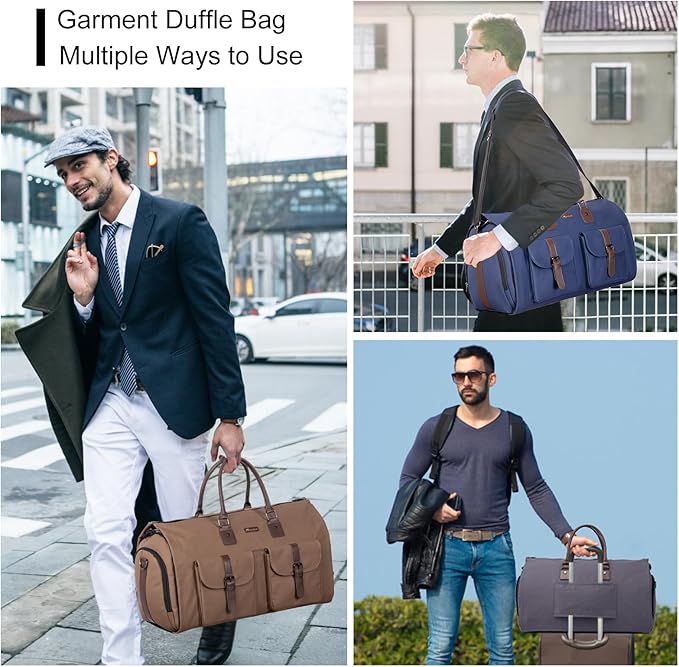 Modoker Garment Convertible Weekender Bag,Carry on Canvas Garment Duffle Bag Heavy Duty Overnight Bags for Men Women