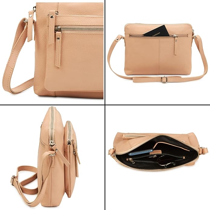 Wise Owl Accessories Small Soft Pebbled Real Leather Crossbody Handbags Purses Sling Crossover Shoulder Bag