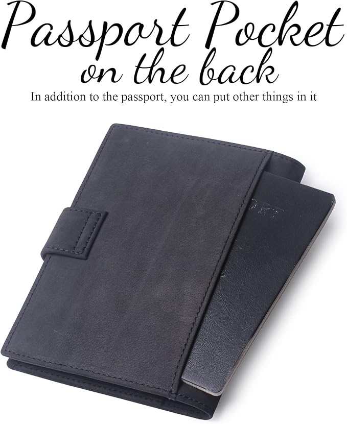 Genuine Leather Passport Case, RFID Passport Cover with Credit Card Holder for Women and Men Family ID Travel