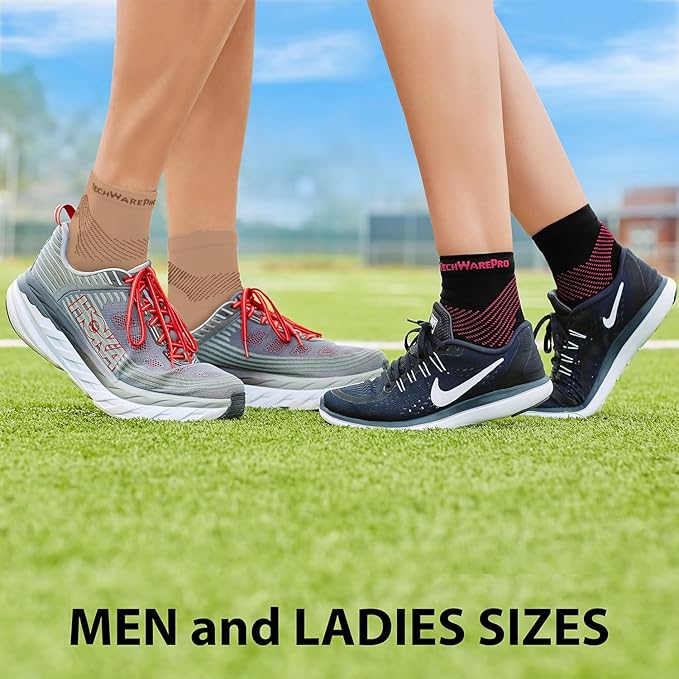 TechWare Pro Plantar Fasciitis Socks – Cushion Ankle Compression Socks Women & Men. Achilles Tendonitis Brace & Arch Support
