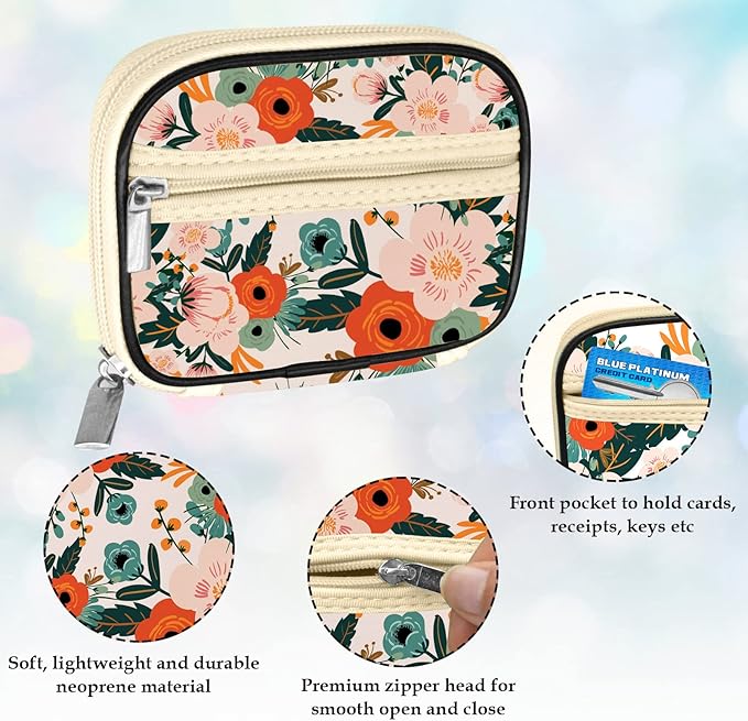Serfeymi Weekly Travel Pill Organizer Case for Purse with Removable 7 Day Pill Box, Fashionable Pill Container for Medicine, Vitamin, Supplement - Bloom 01