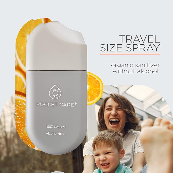POCKET CARE | 2 Pack Orange Hand Sanitizer Spray 15 ml - natural Spray for Hands | Organic Moisturizing Spray | Hand Spray Travel Size - Travel Accessories | 100% natural (Orange)