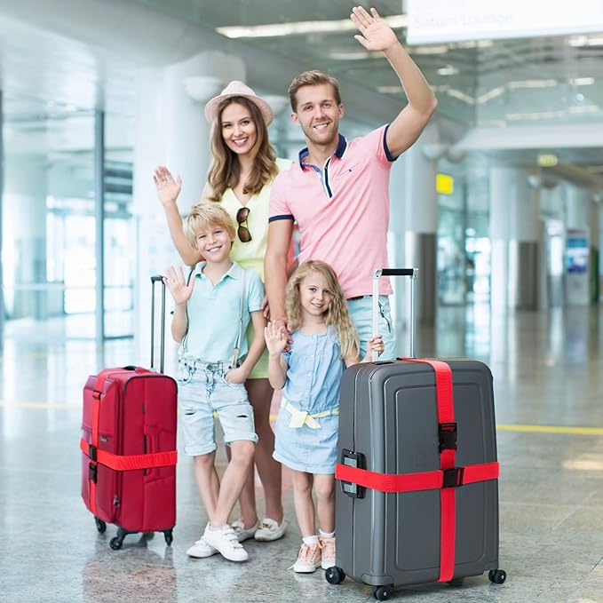 Eccliy 12 Pack Luggage Straps Suitcase Belts Wide Adjustable Packing Straps Travel Belts Accessories for Business Packing(Red)