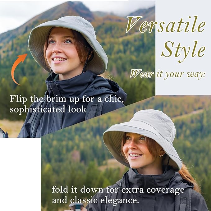TOP-EX XL/XXL Women’s Wide Brim Bucket Sun Hat with Ponytail Hole UPF 50 Summer Packable Sunhat for Travel Beach Outdoor