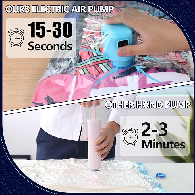 Vacuum Seal Bags for Clothing with Electric Pump, 10 Pack(5 Jumbo/5 Large Vacuum Storage Bags) Space bags vacuum Packing Bag for Travel Luggage Blankets Comforters Vaccine Sealed Storage Bag