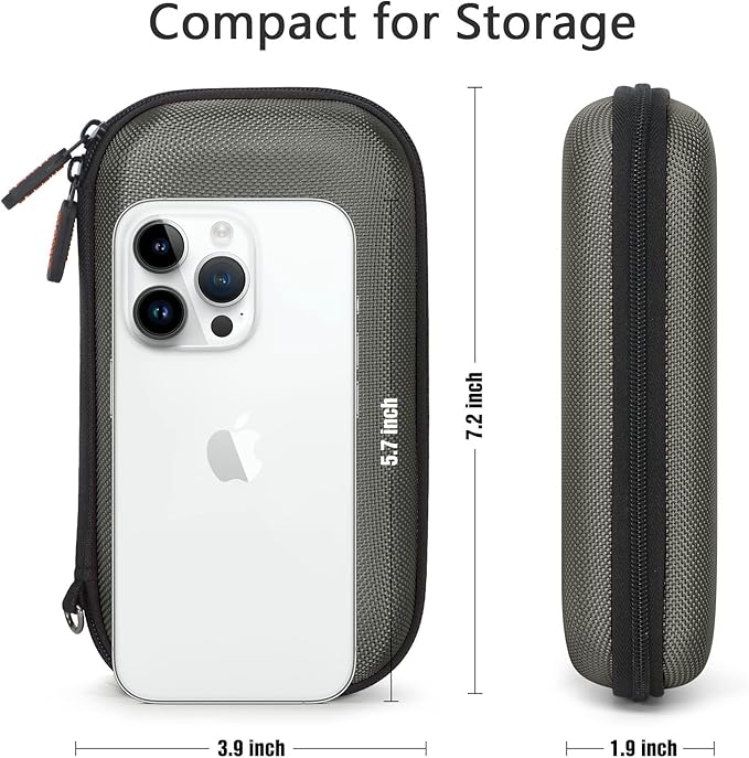 Silver-Gray Shockproof Hard EVA Carrying Case Travel Pouch for External Hard Drive, Power Bank, Cell Phone, Cable, Cord - Portable Small Electronic Accessories Organizer Storage Zipper Pouch