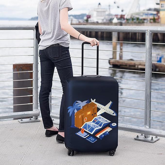 HYPER VENTURE Washable Luggage Cover - Fashion Suitcase Protector Fits 27-30 Inch Luggage (Journey, L)