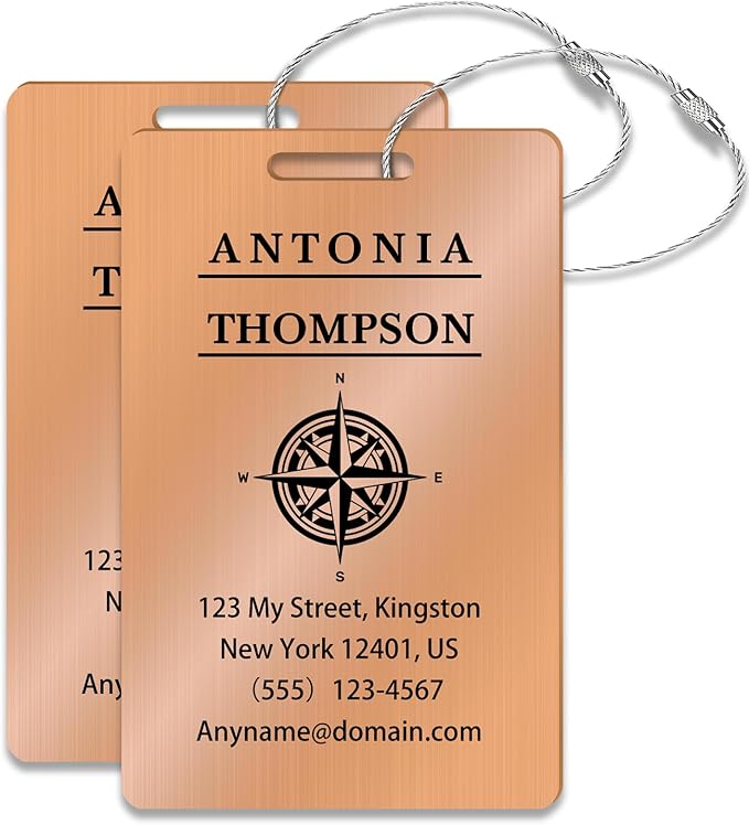 Personalized Luggage Tags for Suitcases (2/4/6/8 Pack) - Custom Engraved Metal Travel Tag, Customizable Pattern/Name/Text for Bags Backpacks Suitcases