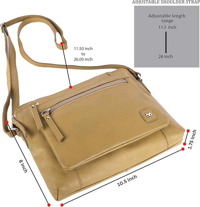 Wise Owl Accessories Small Soft Pebbled Real Leather Crossbody Handbags Purses Sling Crossover Shoulder Bag