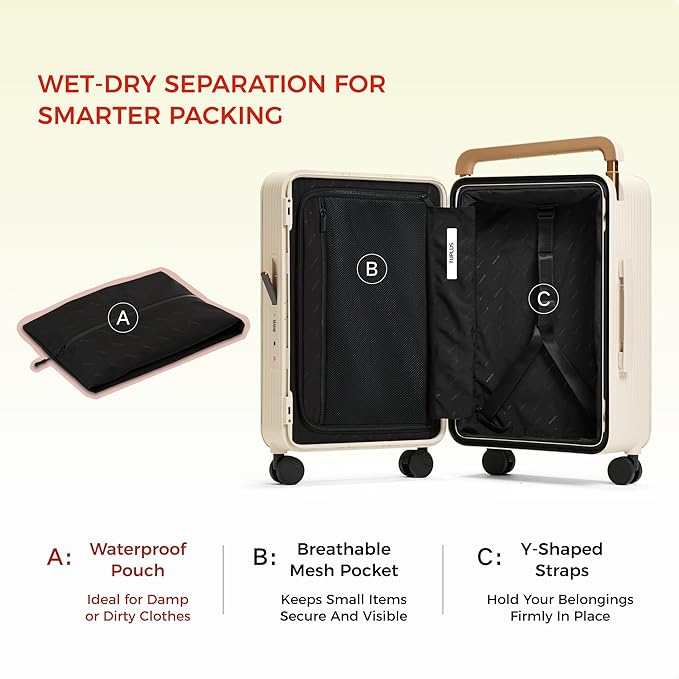 TUPLUS 20” Carry-On Hardside Luggage Lightweight ABS Travel Suitcase with Wide Handle Spinner Wheels TSA Combination Lock, Balance Series 2.0, Fresh Sprout Green