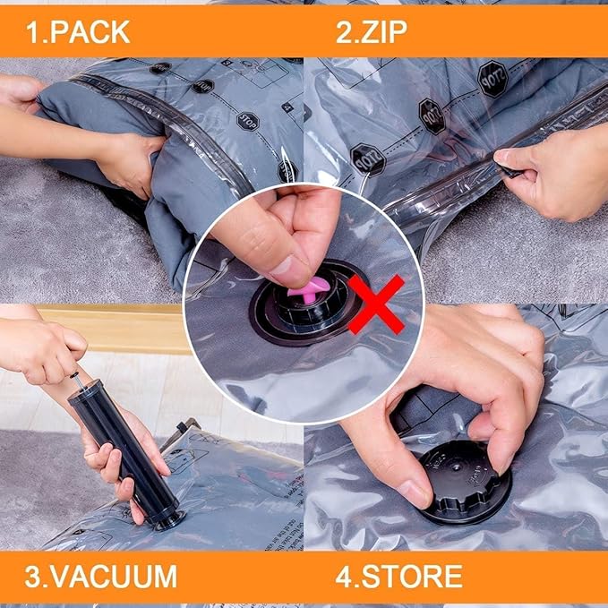 28 Pack Vacuum Storage Bags with Electric Pump, Plastic Packaging Bags,Space Saver Bag for Clothes, Mattress, Blanket, Duvets, Pillows, Comforters, Travel