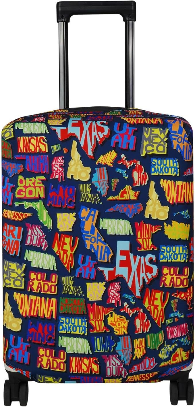 Explore Land Travel Luggage Cover Suitcase Protector Fits 18-22 Inch Case (America Map, S)