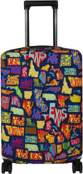 Explore Land Travel Luggage Cover Suitcase Protector Fits 23-26 Inch Case (America Map, M)