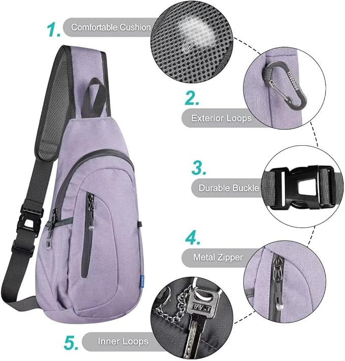 TITECOUGO Small Sling Bag, Lightweight Crossbody Backpack for Men Women, Shoulder Bag for Sports and Outdoor