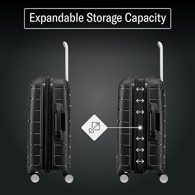 Samsonite Freeform Hardside Carry-On Luggage with Spinner Wheels - Hardshell Suitcase - TSA, Airline-Approved - Expandable Hard Shell, Smooth Rolling Wheels for Lightweight Travel - Navy