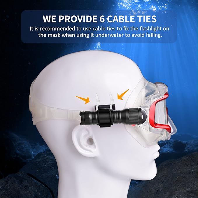 ORCATORCH D560 Mini Scuba Dive Light Headlamp 650 Lumen Mask Diving Flashlight with 360° Rotatable Mask Clip, Underwater 150m Backup Headlight with Rotary Switch (Not Included Snorkel Mask) (Black)