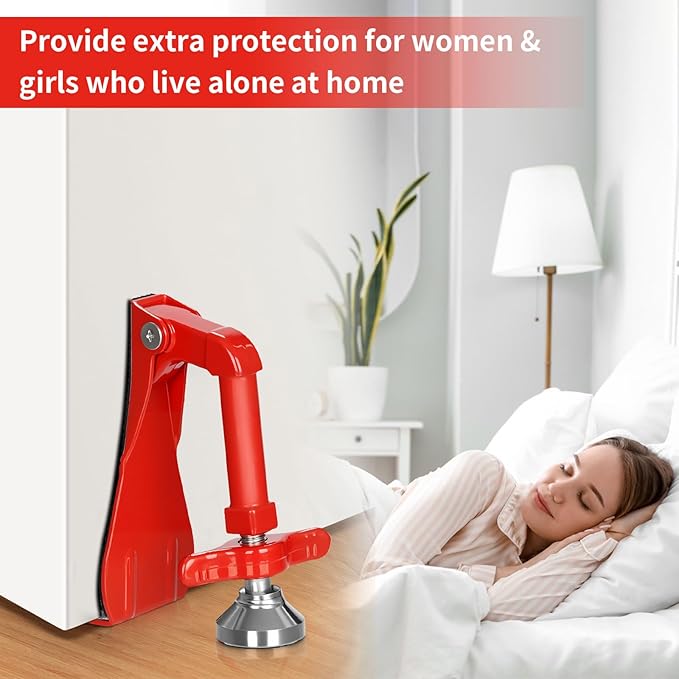 Portable Door Stopper Door Lock for Travel Anti Theft Door Blocker, Security Door Stoppers for Bottom of Door, No Drill Safety Doors Stopper Hotel Door Locks for Travelers Security (White)