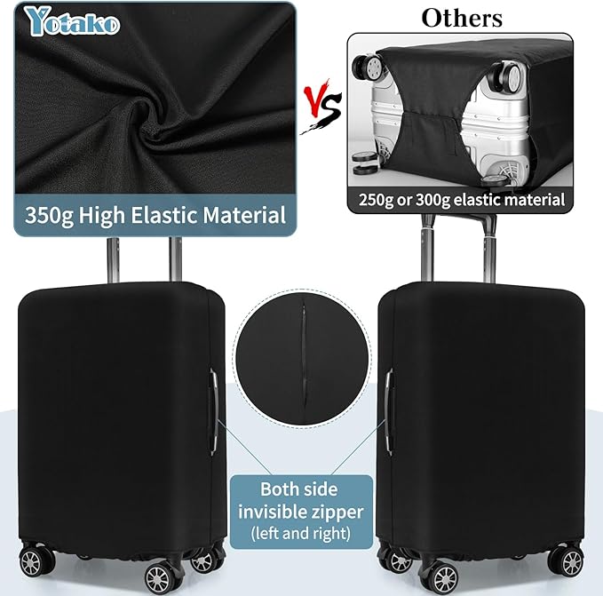 Yotako Luggage Cover,Thicker Luggage Protector Elastic Suitcase Cover Protector, Travel Anti Scratch Fits 18-32 Inch Suitcase Travel Accessories (24", Black)
