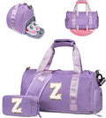 Birthday Gift for Granddaughter-Girl Gym Bag with Shoe Compartment, Kid Personalized Weekender Overnight Bags, Initial Travel Tote with Makeup Pouch, Christmas Gifts for Girls (Letter Z)