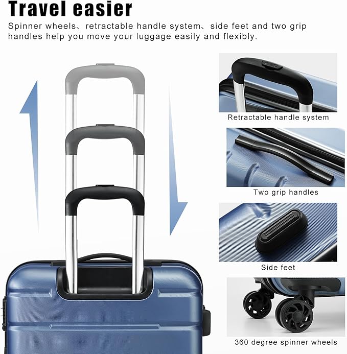 Coolife Luggage Suitcase Carry-on Spinner TSA Lock USB Port Expandable (only 28’’) Lightweight Hardside Luggage (Purple, S(20in_carry on))