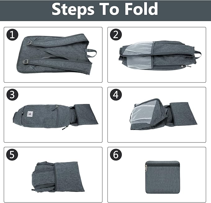 Esup 15L Lightweight Hiking Backpack Foldable Small Travel Backpack Packable Camping Backpack for Women Men (Dark Gray)