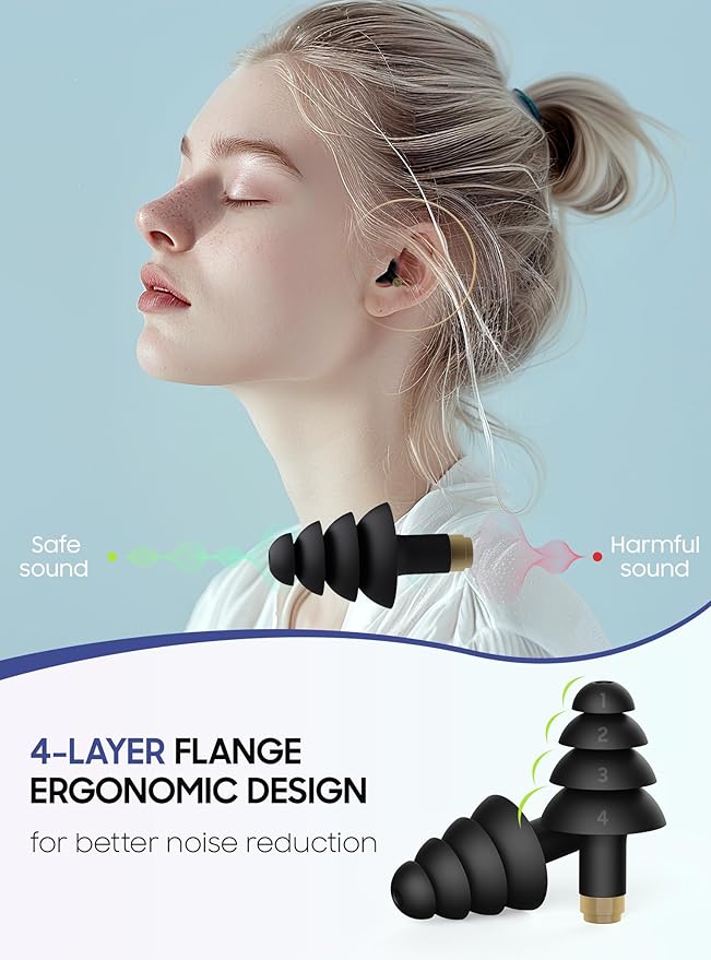 Ear Plugs for Airplane Pressure Relief, 2 Pairs Adults Soft Silicone Reusable Airplane Earplugs 26dB, with Silicone Connector Cord, Travel Essentials for Flying, Ear Protection Earplugs for Plane