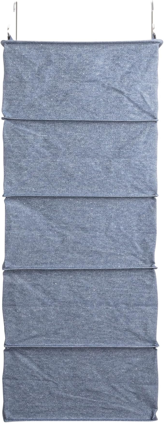 Household Essentials Hanging Cotton Blend and Plastic Closet Shoe Organizer with 10 Storage Compartments, Denim