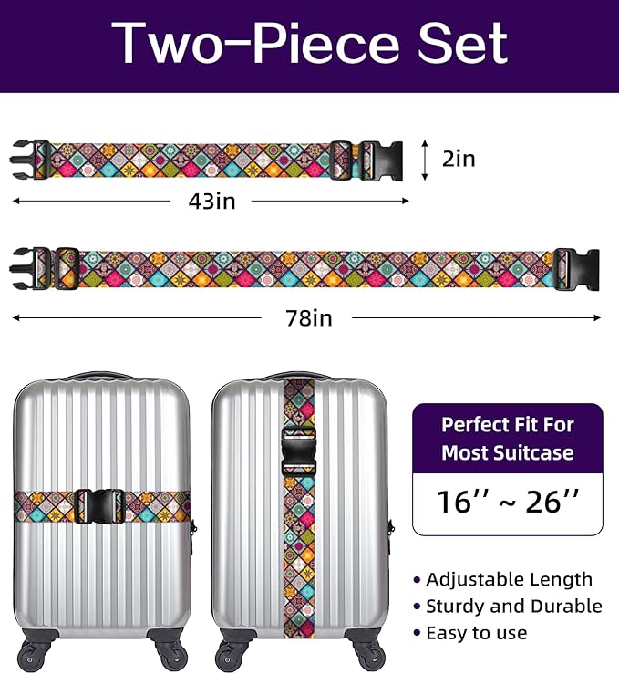 Luggage Straps for Suitcases Travel Belt Luggage Band Heavy Duty Traveling Luggage Identifier Cute Women Girls Unique Accesory,