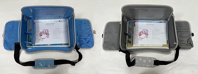 MENZOKE Kids Travel Tray for Boys or Girls, Travel Tray for Kids Car Seat with Tablet Holder, Dry Erase Board & Cooler Cup Holder, Road Trip Essentials Accessories for Car Trip, Airplane (2 Pack)