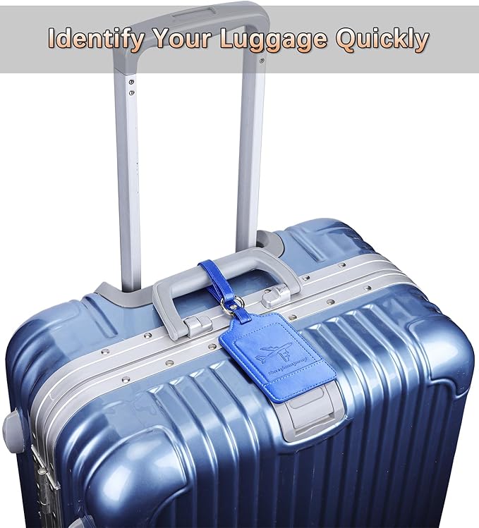 Teskyer Luggage Tags, 3 Pack Premium PU Leather Luggage Tags Privacy Protection Travel Bag Labels Suitcase Tags