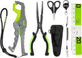 Booms Fishing Gear and Equipment: 6pcs Fishing Tools Kit with Needle Nose Pliers, Fish Gripper, Scissors, 24" Ruler, Retractor & Lanyard - Saltwater Fishing Tackle Accessories Gifts for Men, TK1