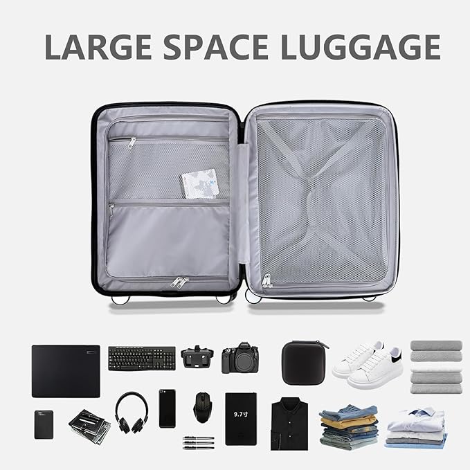 20 Inch Lightweight Expandable Carry On Luggage, PC Hardside Suitcase with Spinner Wheels & TSA Lock, Carry-on 20-Inch, Gray