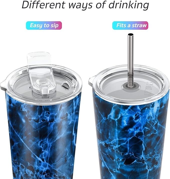 THILY Tumbler Stainless Steel Coffee Cup 26 oz Triple-Insulated Wide Mouth Travel Mug with Splash-Proof Lid, for Iced Drinks and Hot Beverage Smoothies Cup, Abysmal Sea