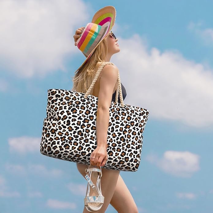 Becokan Beach Bag Large Beach Tote Bag for Women Waterproof Sandproof Swim Pool Bag With Zipper