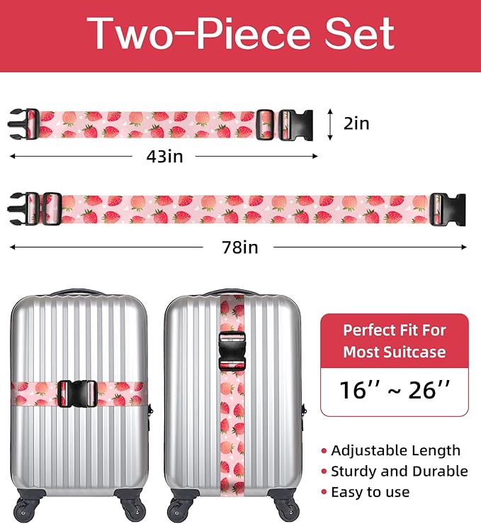 Luggage Straps for Suitcases Travel Belt Luggage Band Heavy Duty Traveling Luggage Identifier Cute Women Girls Unique Accesory,
