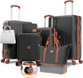 Hoteel 6 Piece Luggage Set with Spinner Wheels (4-YEAR WARRANTY), Carry on Luggage for Travel with TSA Lock, ABS+PC Hardshell Suitcase Set, 16"/20"/24"/28"+Duffel Bag+Cosmetic Bag(Black)