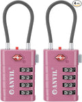 ANVIL 4 Digit Luggage Locks, TSA Locks for Luggage, Advanced TSA008 core, Alert Indicator for Your Travel Lock, Suitcase Lock. (2, Rose Purple)