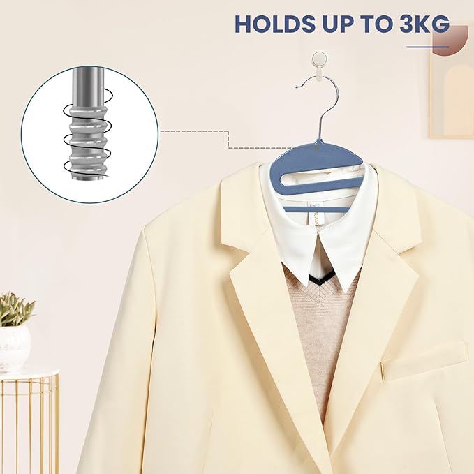 BAGAIL Plastic Hangers 50 Pack with Non-Slip Design,0.2 Inches Thick, 360°Swivel Hook Space Saving Organizer for Bedroom Closet,Shirts,Pants(Navy- S Shaped)